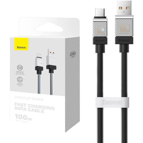 Baseus CoolPlay Series Fast Charging Cable USB to Type-C 100W – 2m Black 💯 Original